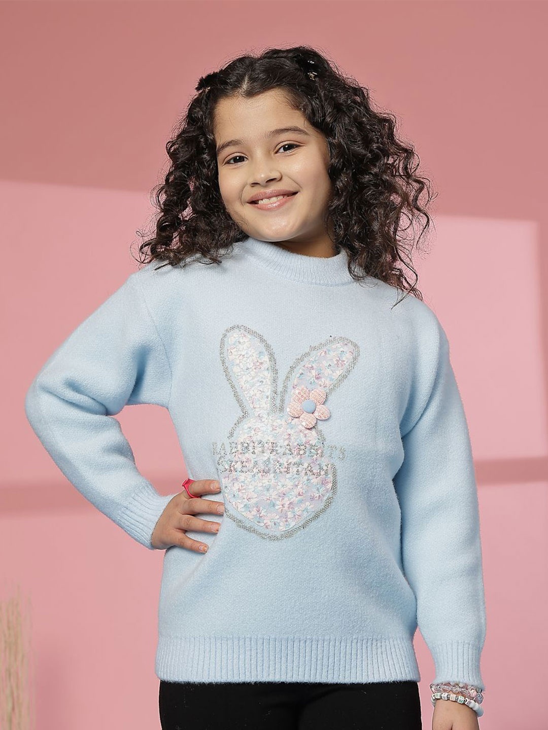 

Albion By CnM Girls Embroidered Woollen Pullover with Embroidered Detail, Blue