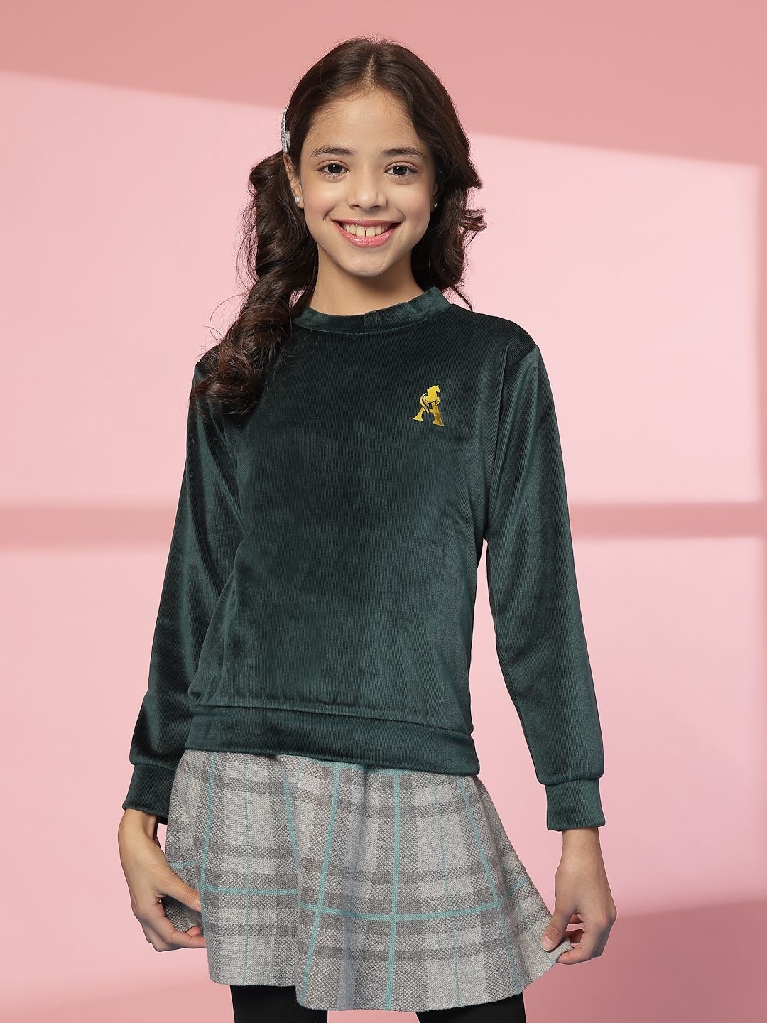 

Albion By CnM Girls Woollen Ribbed Pullover, Green