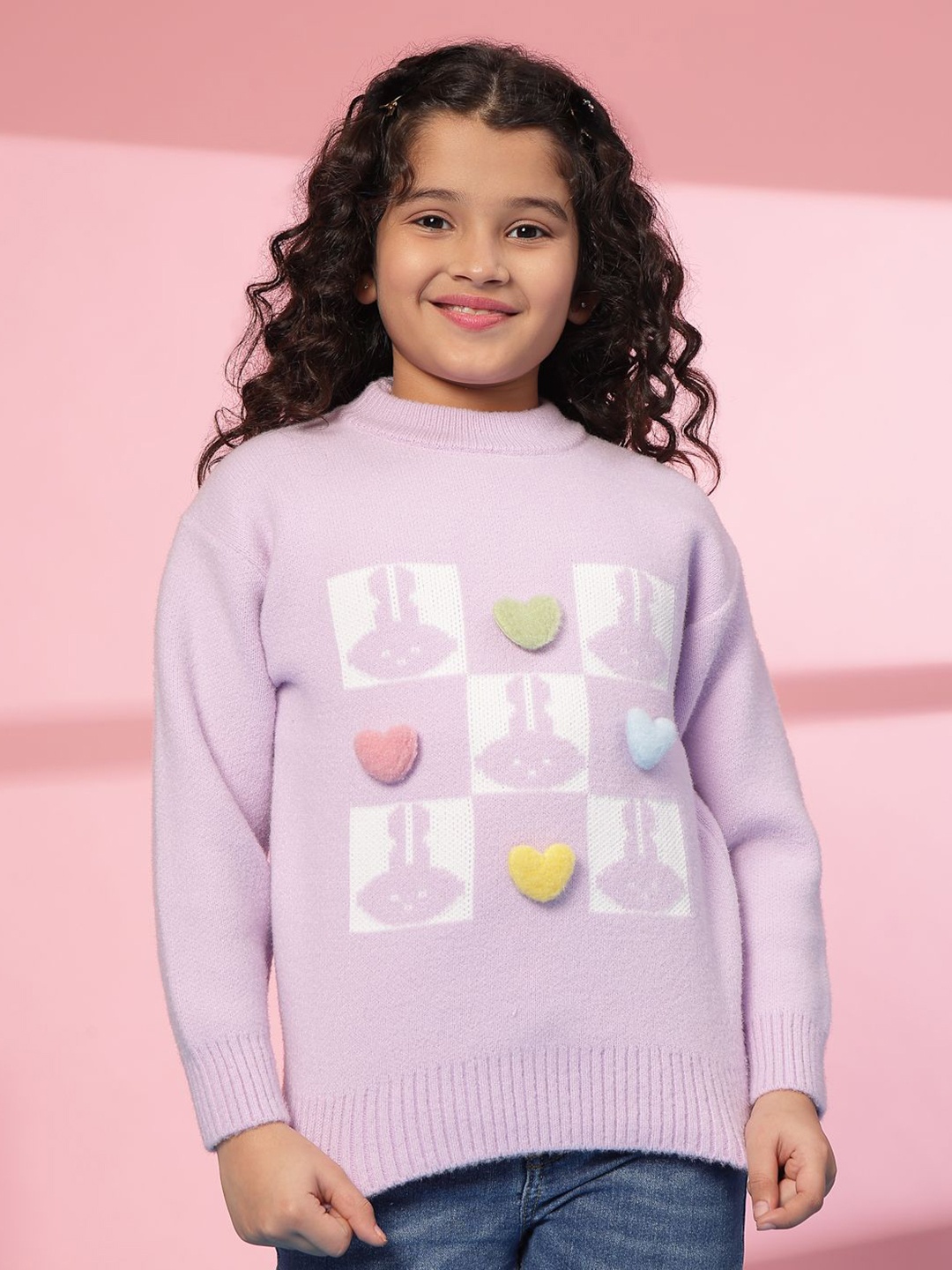 

Albion By CnM Girls Embroidered Woollen Pullover, Purple