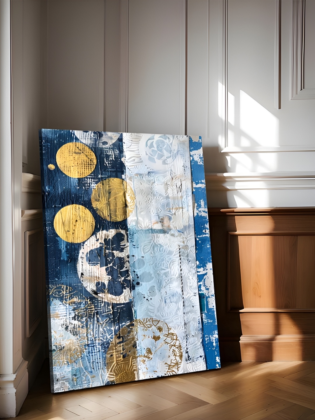 Art Street Blue & Gold-Toned Circle Stretched Canvas Wall Art