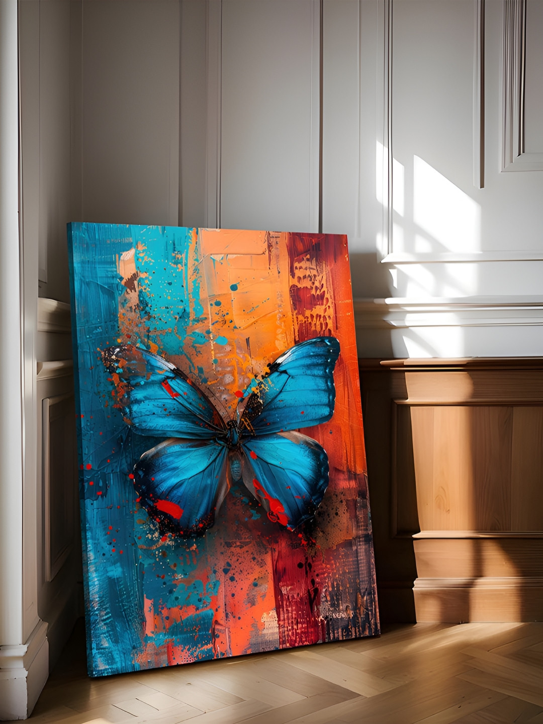 

Art Street Orange-Coloured & Blue Butterfly Stretched Canvas Wall Art