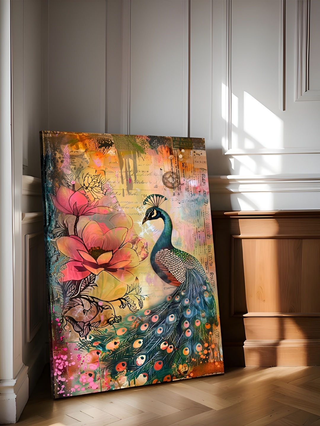 

Art Street Green & Yellow Modern Peacock Stretched Canvas Wall Art