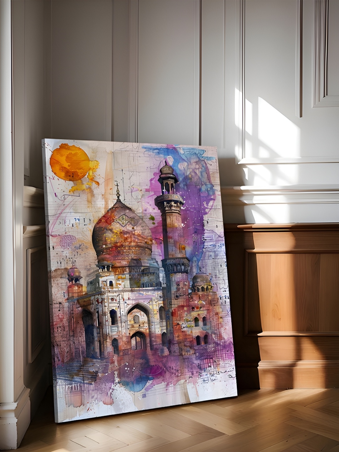 

Art Street White & Purple Traditional TajMahal Stretched Canvas Wall Art