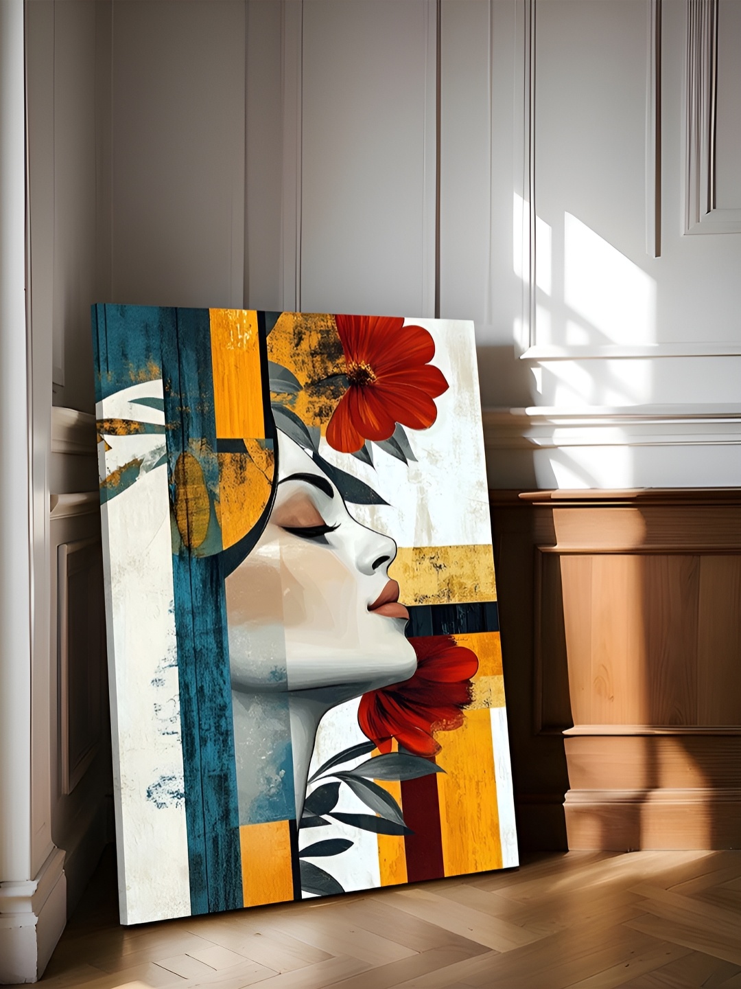 

Art Street White & Red Women Face Stretched Canvas Wall Art