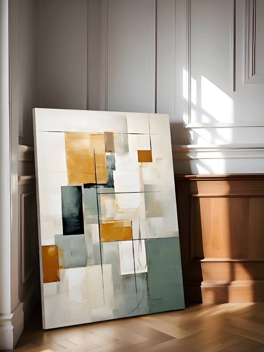 

Art Street White & Green Minimalist Abstract Stretched Canvas Wall Art