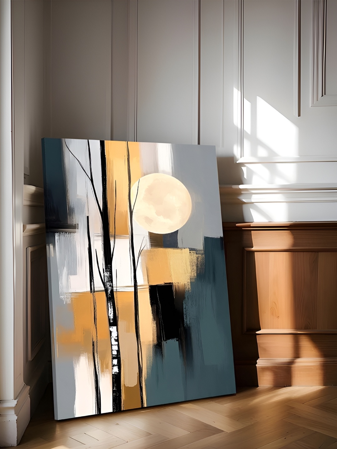

Art Street Green & Beige Abstract Sunshine Stretched Canvas Wall Art