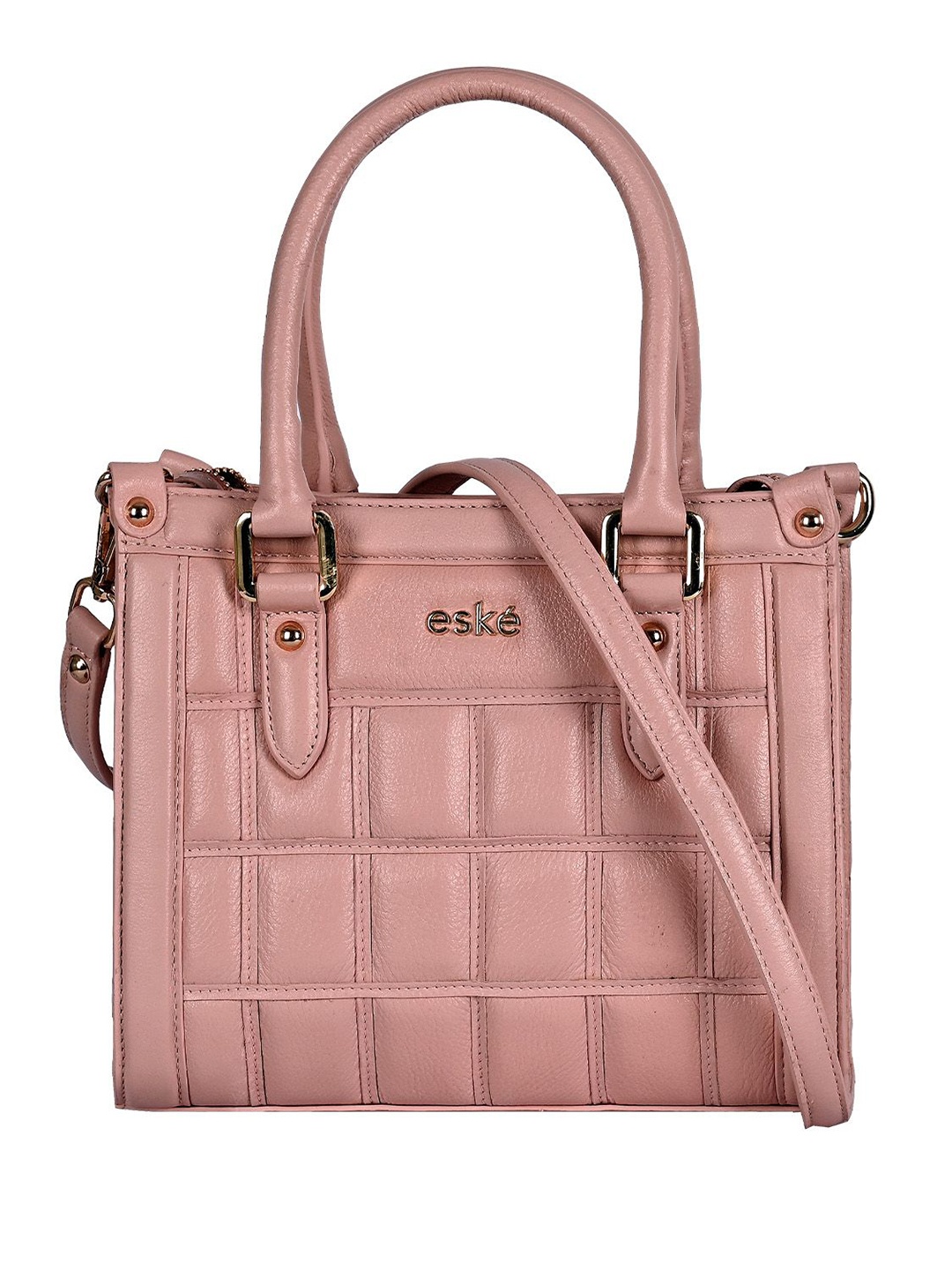 

Eske Women Solid Structured Leather Handheld Bag, Pink