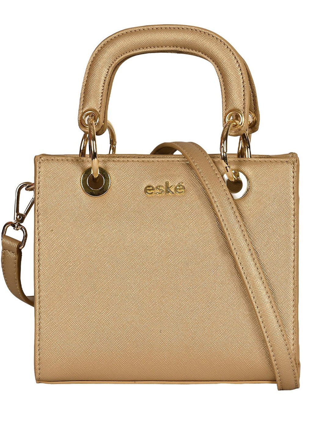 

Eske Women Solid Structured Leather Handheld Bag, Beige