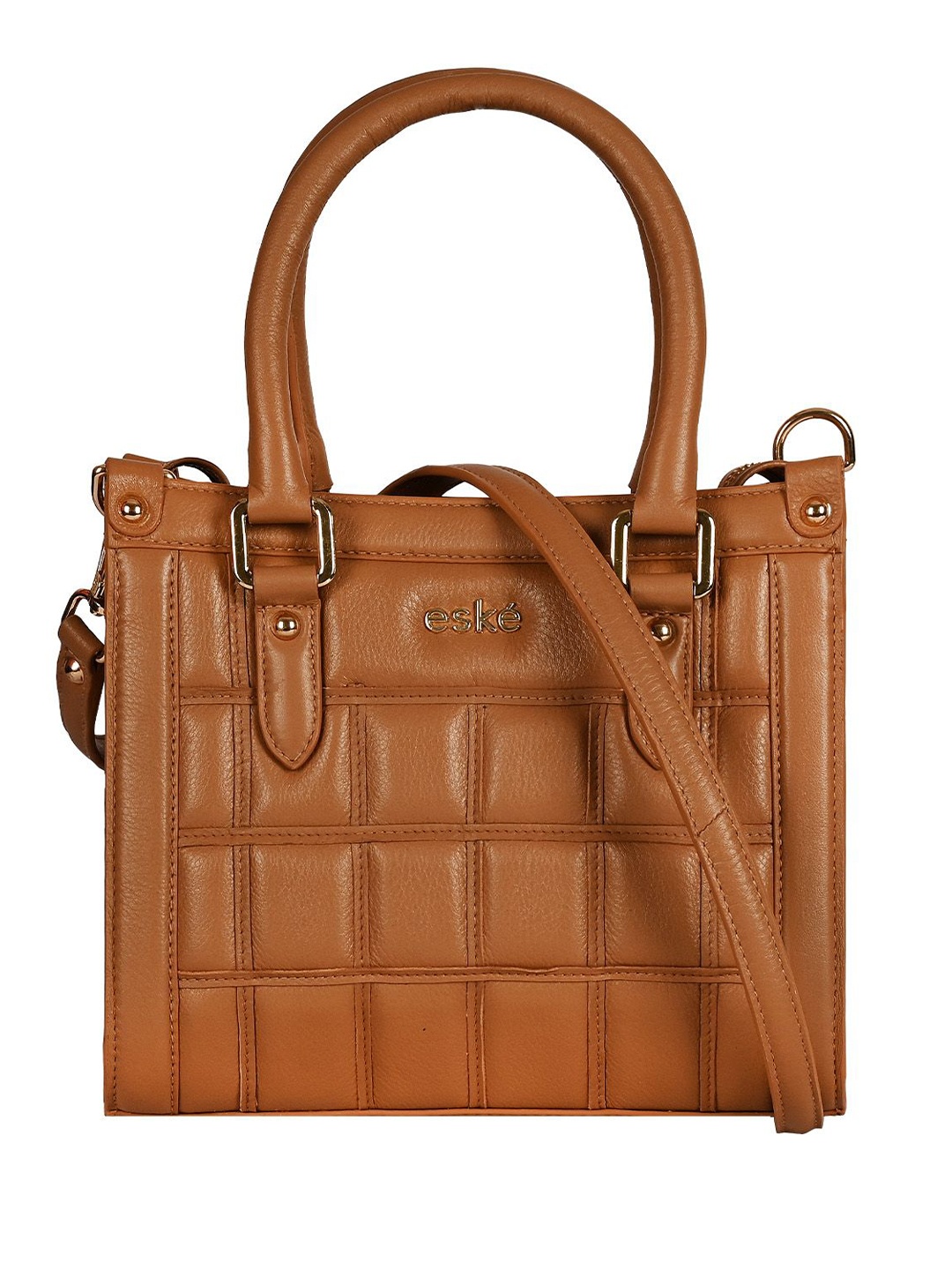 

Eske Women Solid Structured Leather Handheld Bag, Tan