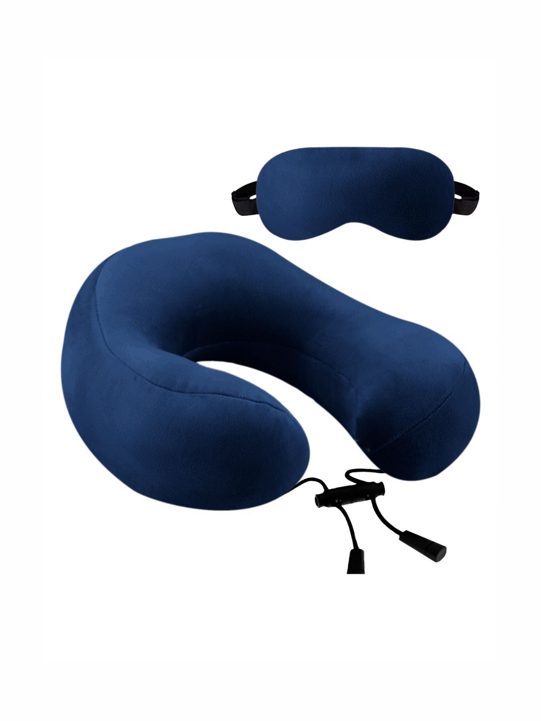 

BILLEBON Navy Blue Fibre Filled Faux Velvet Breathable Travel Pillow