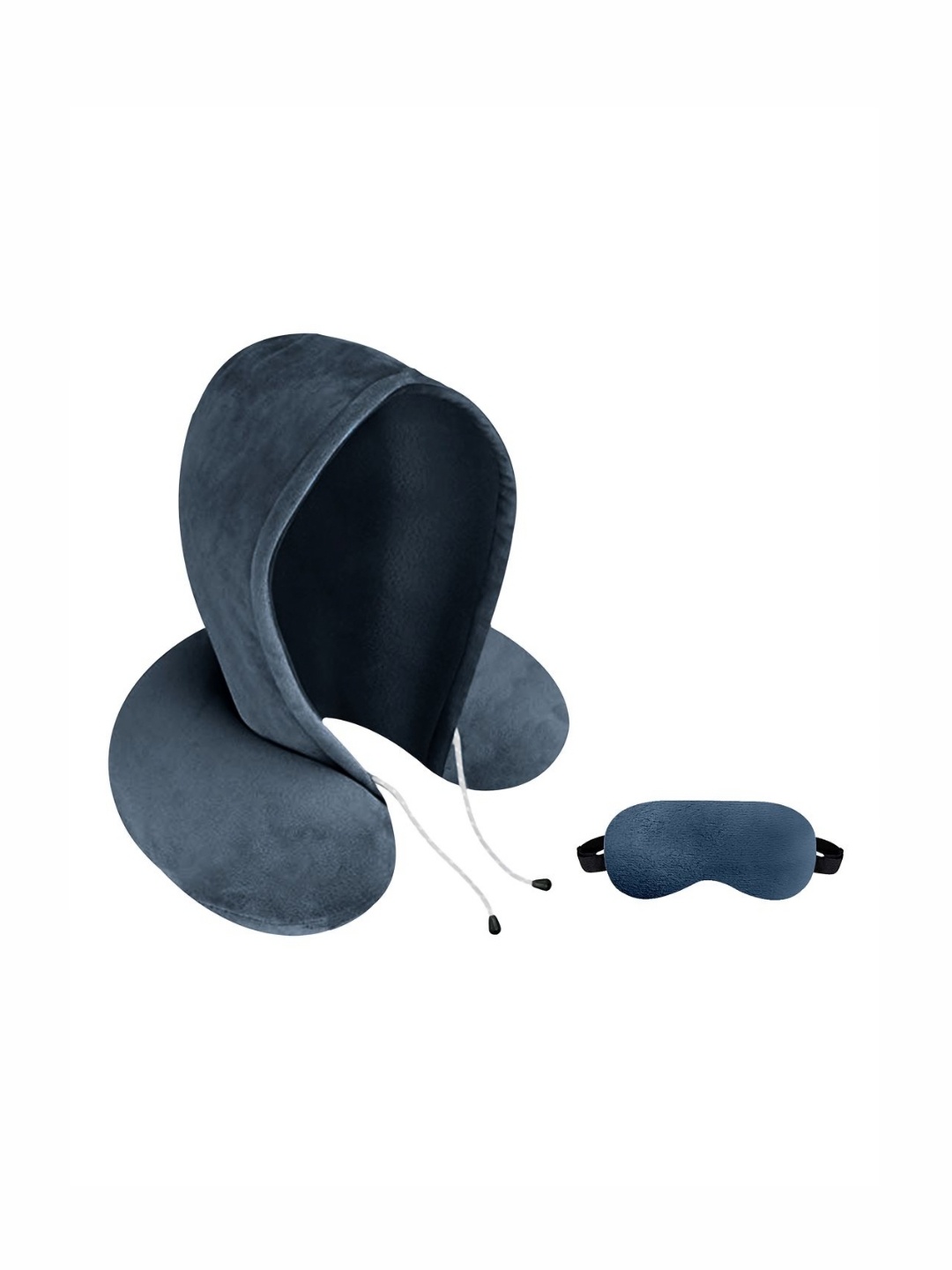 BILLEBON Grey Fibre Filled Faux Velvet Breathable Travel Pillow