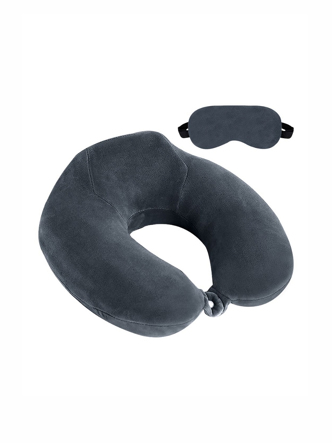 

BILLEBON Grey Memory Foam Filled Faux Velvet Breathable Travel Pillow
