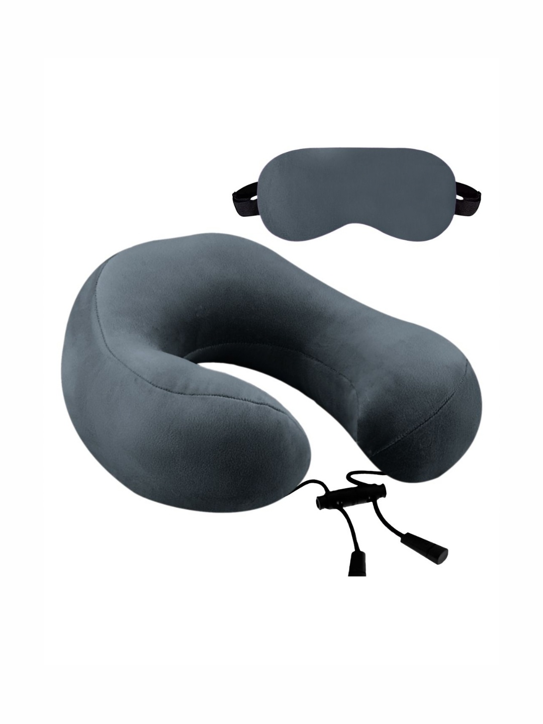 

BILLEBON Grey Fibre Filled Faux Velvet Breathable Travel Pillow