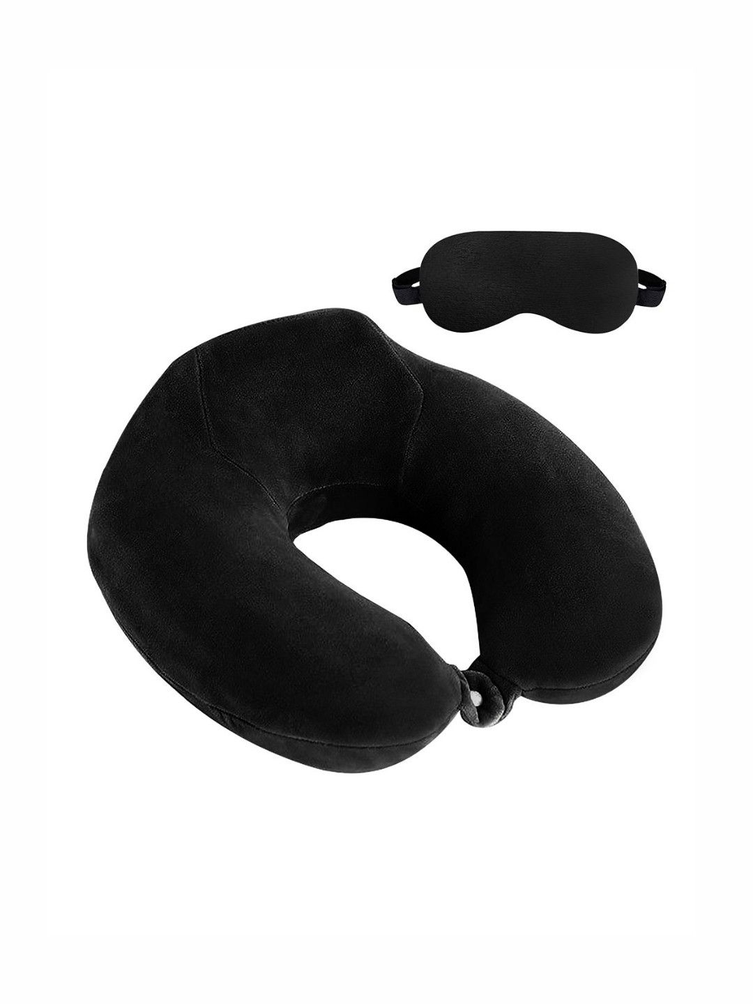 

BILLEBON Black Memory Foam Filled Faux Velvet Breathable Travel Pillow