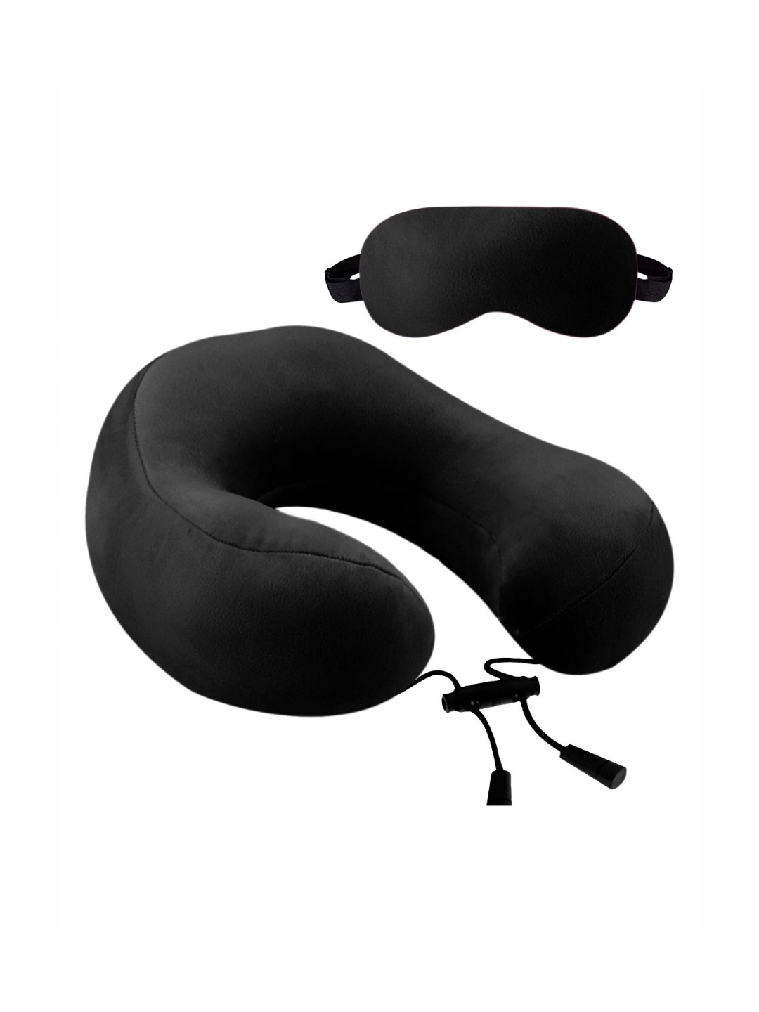 

BILLEBON Black Fibre Filled Faux Velvet Breathable Travel Pillow