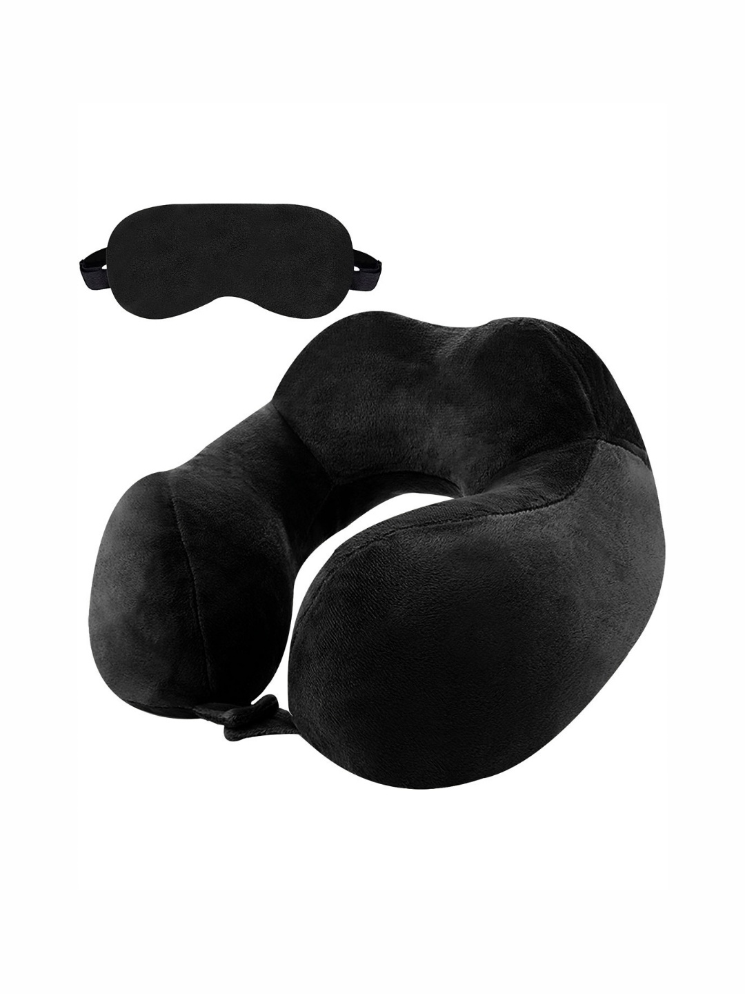 

BILLEBON Black Fibre Filled Faux Velvet Breathable Travel Pillow