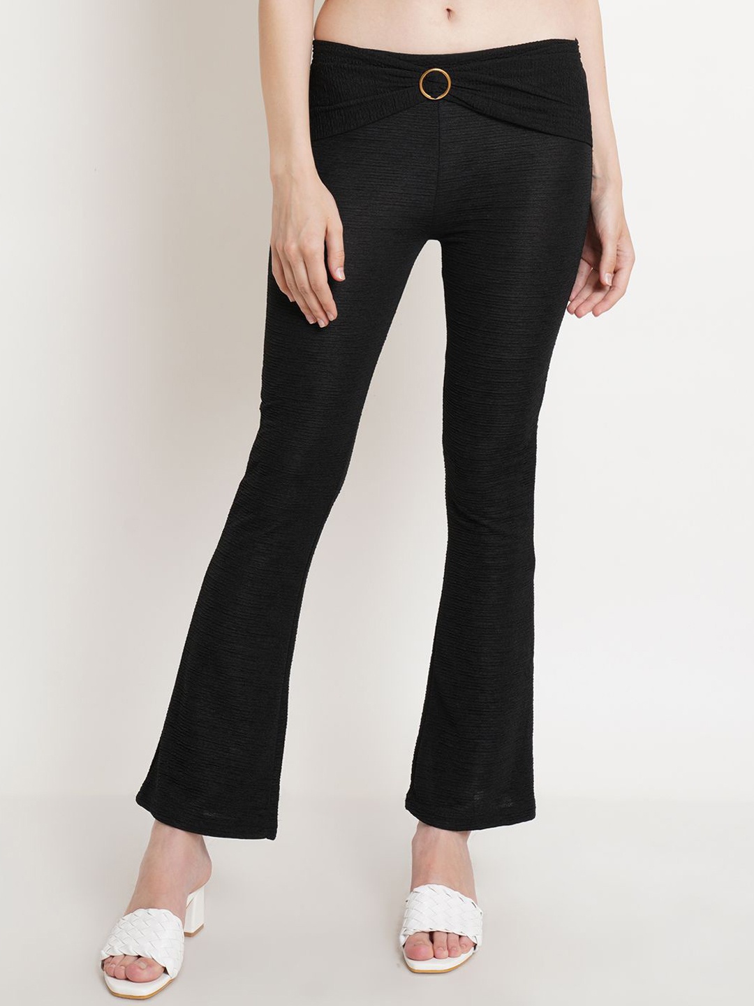 

Popwings Women Smart Non Iron Crush Bootcut Trouser, Black