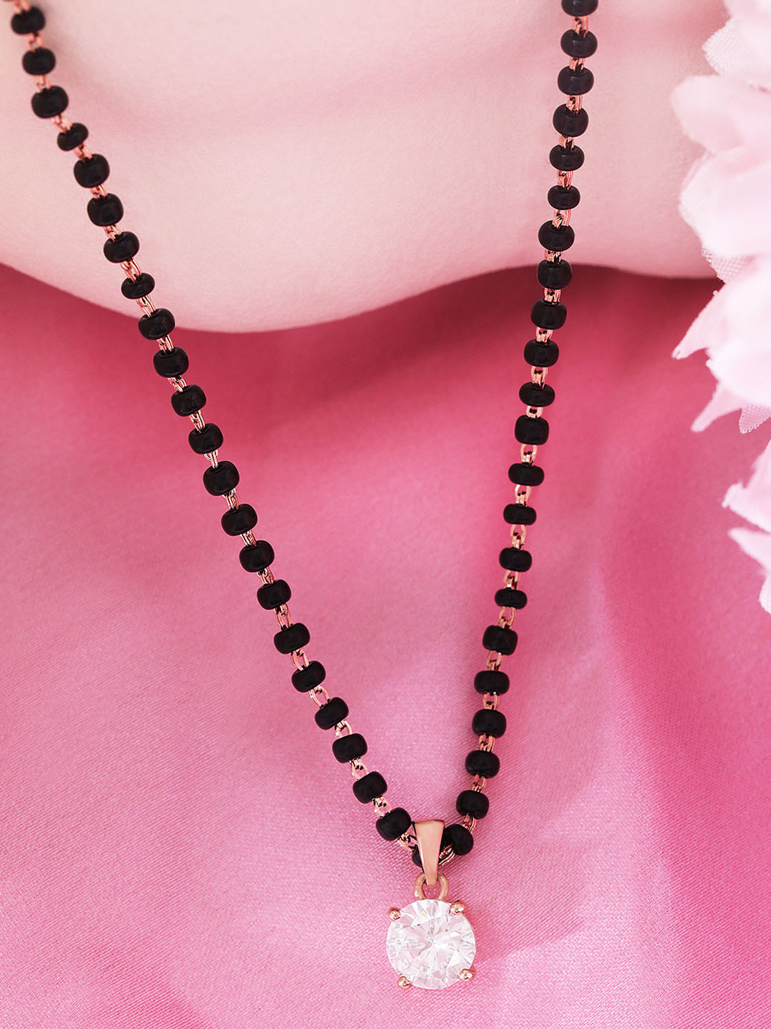 

Zavya 925 Sterling Silver Solitaire Rose Gold Plated Mangalsutra
