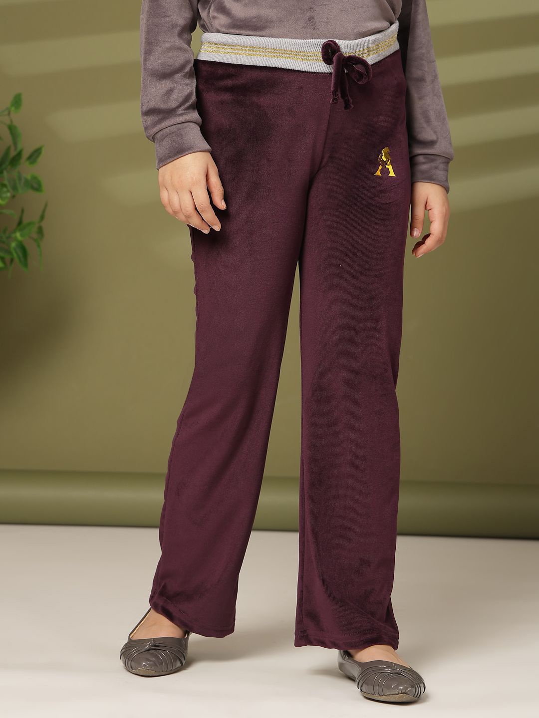 Albion By CnM Girls Mid-Rise Regular Trouser, Burgundy