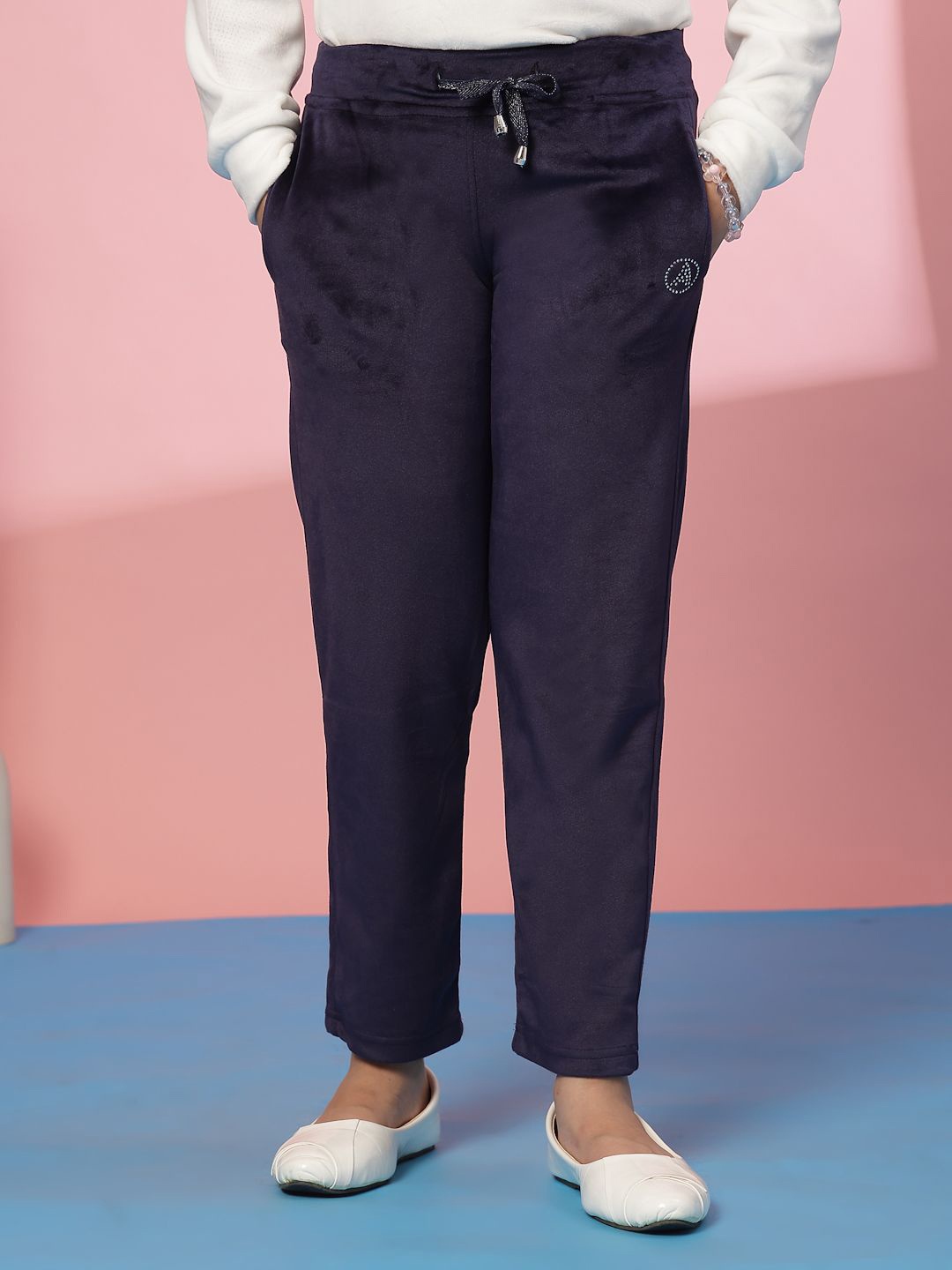 

Albion By CnM Girls Pure Cotton Mid-Rise Regular Trouser, Navy blue