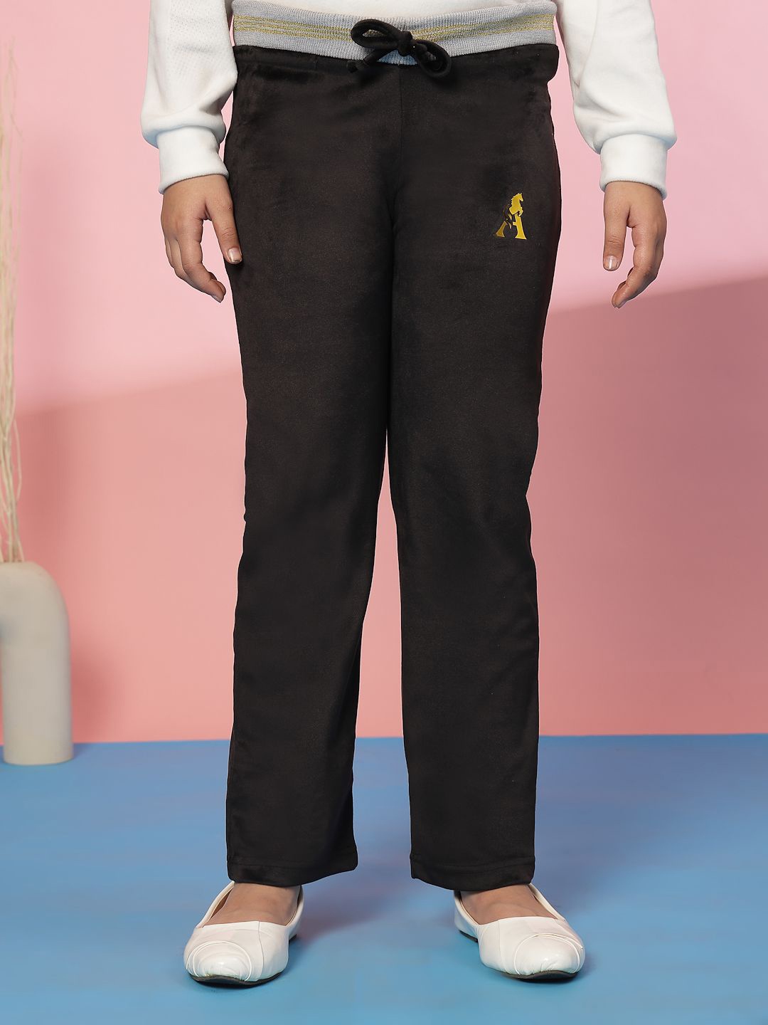 Albion By CnM Girls Mid-Rise Regular Trousers, Black