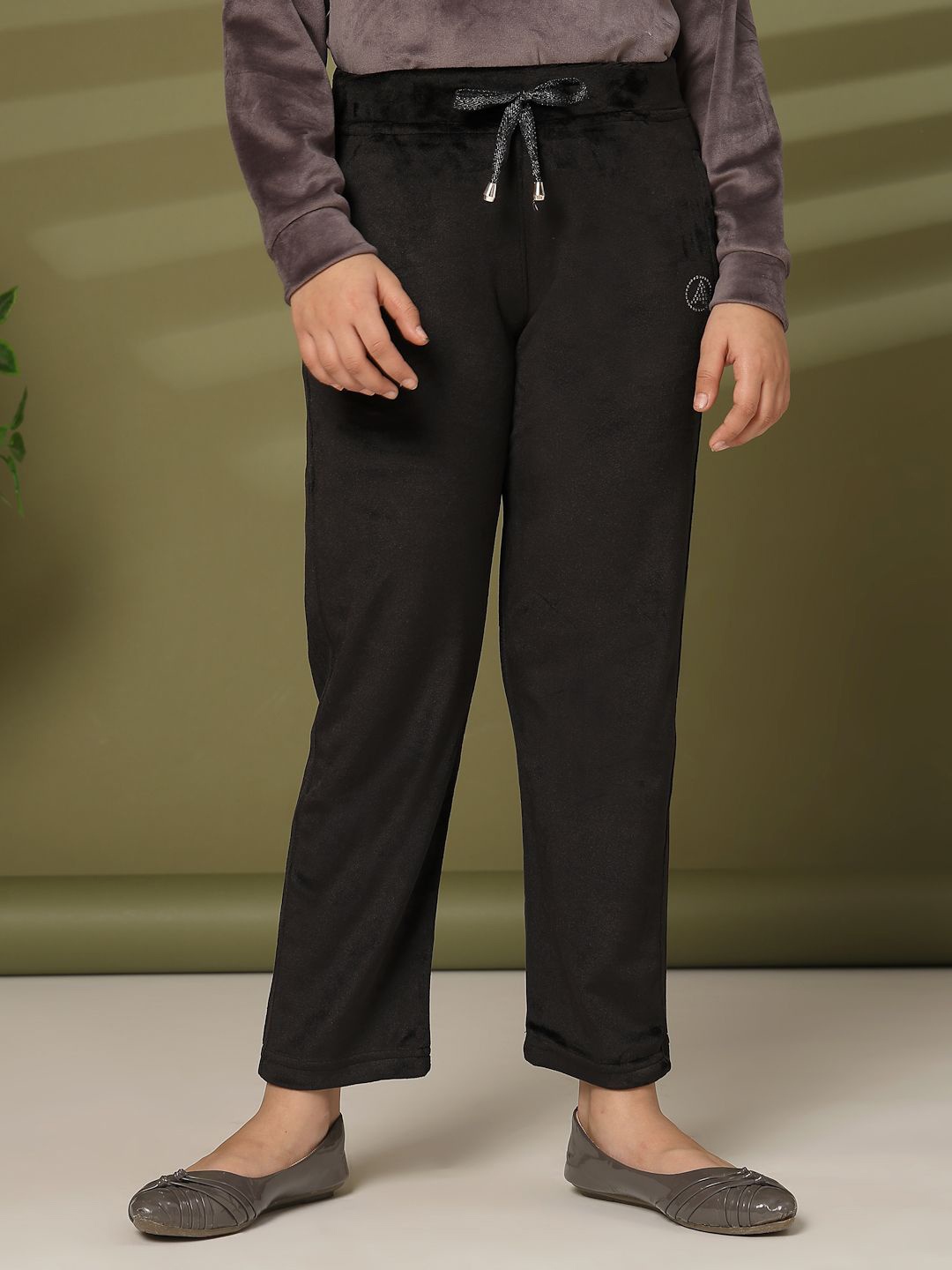 Albion By CnM Girls Regular Fit High Rise Cotton Trouser, Black