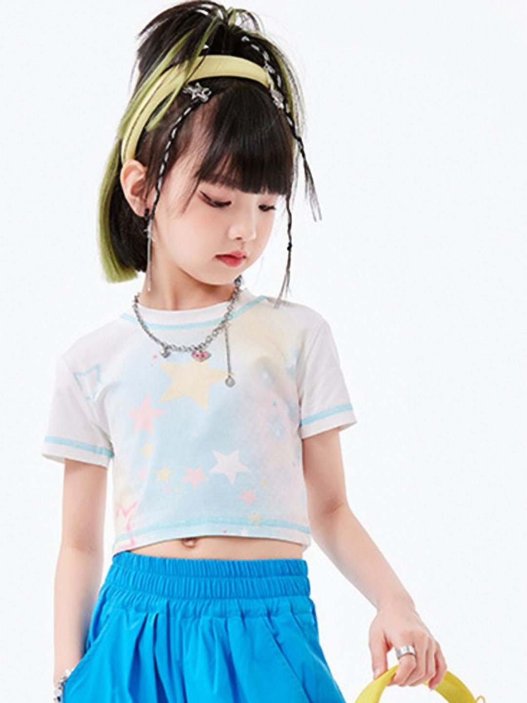 

LULU & SKY Girls Geometric Printed Round Neck T-shirt, White