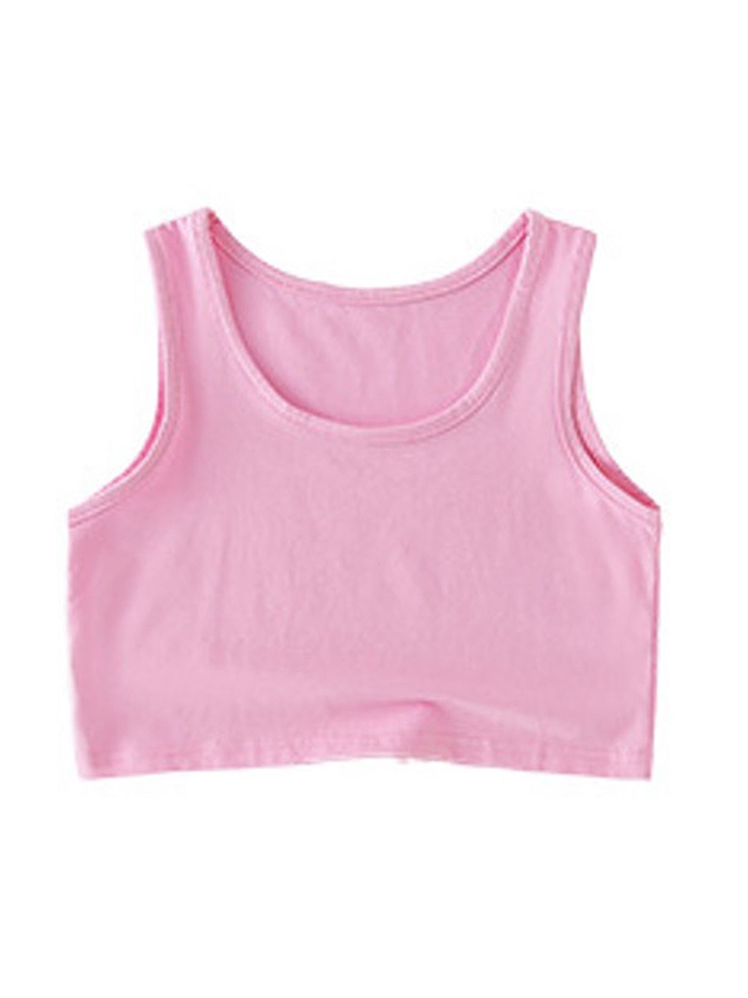 

LULU & SKY Organic Girls Round Neck Cotton Tank Crop Top, Pink