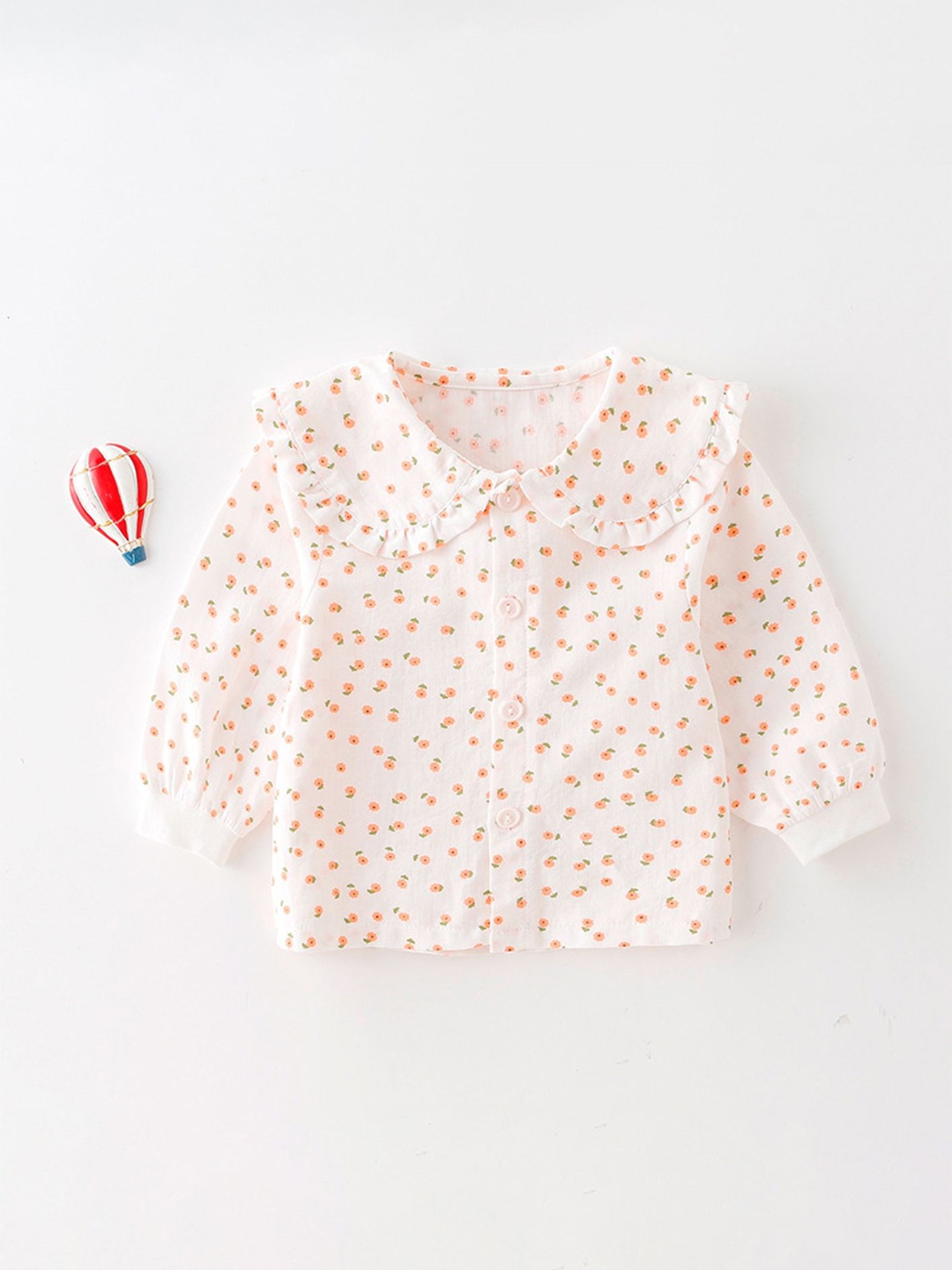 

LULU & SKY Girls Floral Printed Cotton Casual Shirt, Pink