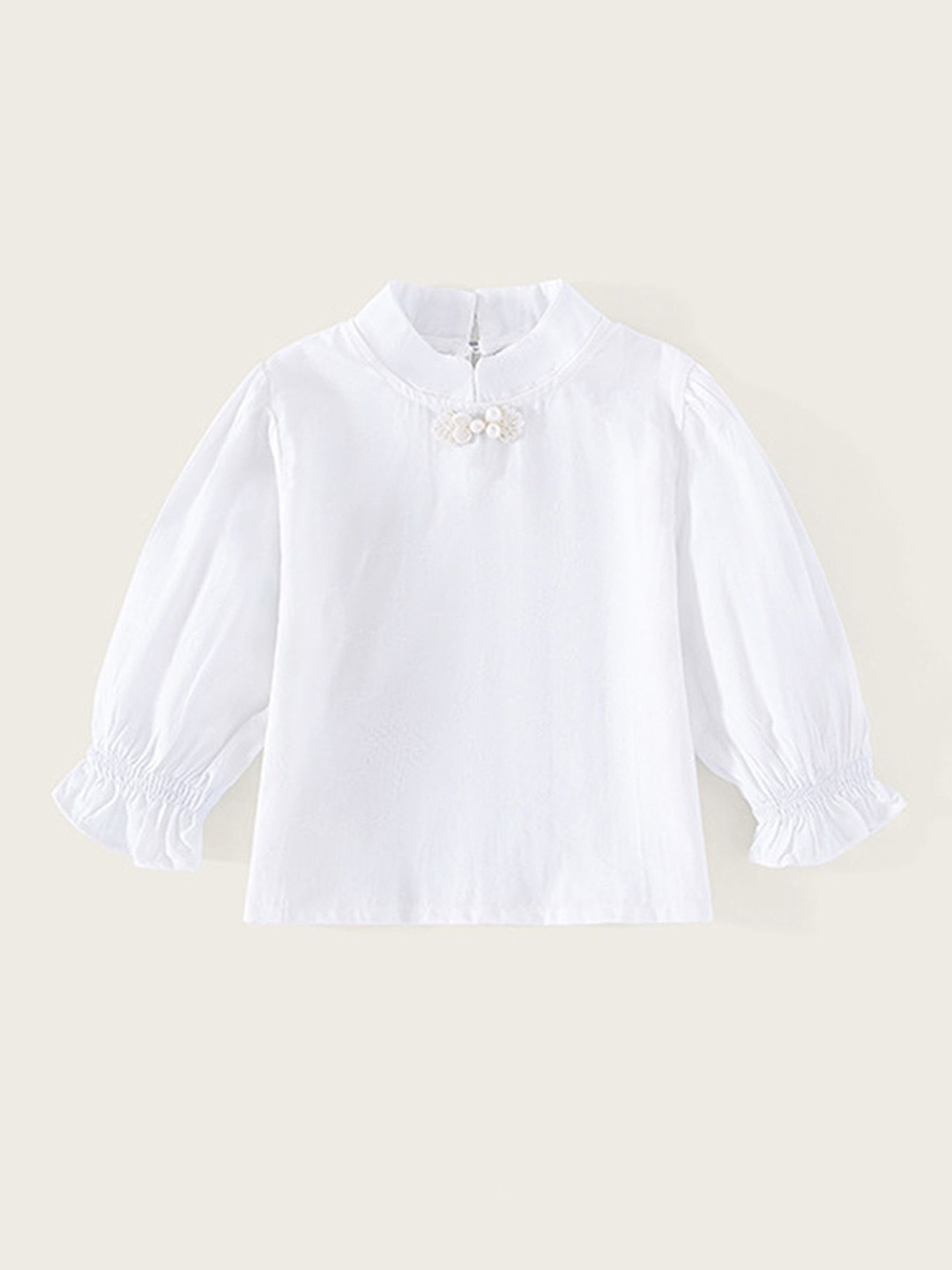 

LULU & SKY Girls Round Neck Cotton Top, White