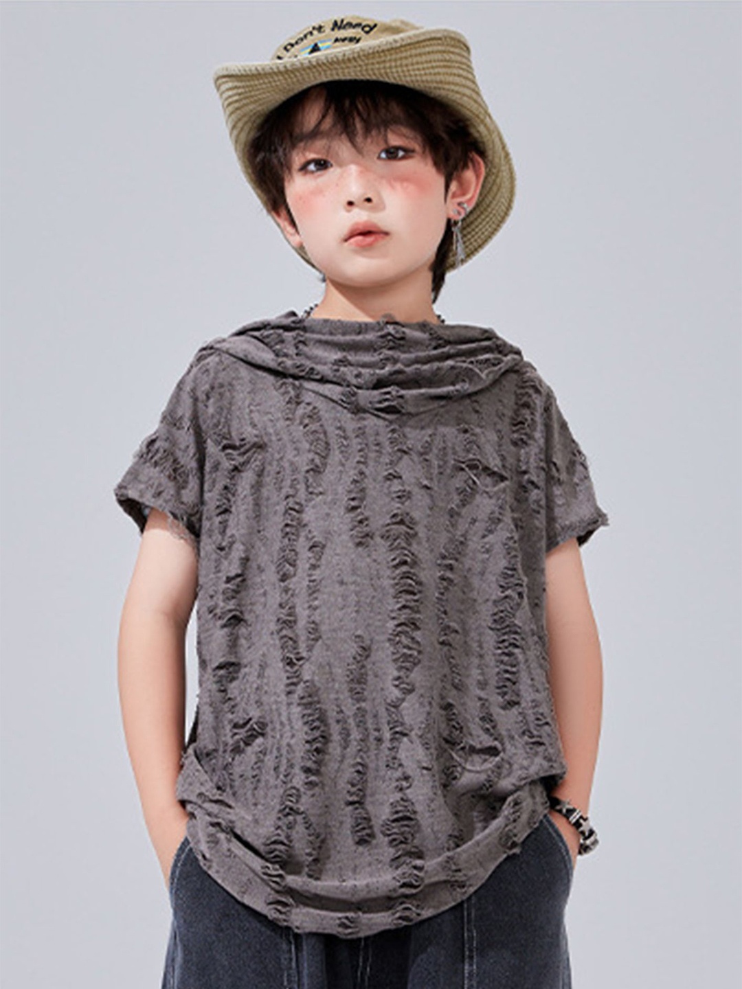 

LULU & SKY Kids Printed Hooded Top, Grey