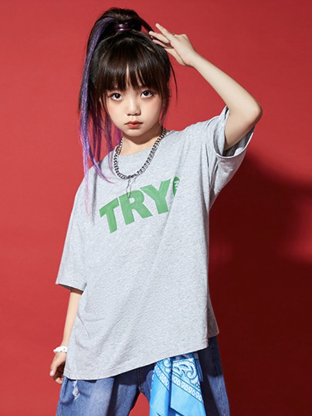 

LULU & SKY Unisex Kids Typography Printed Round Neck Oversized T-shirt, Grey