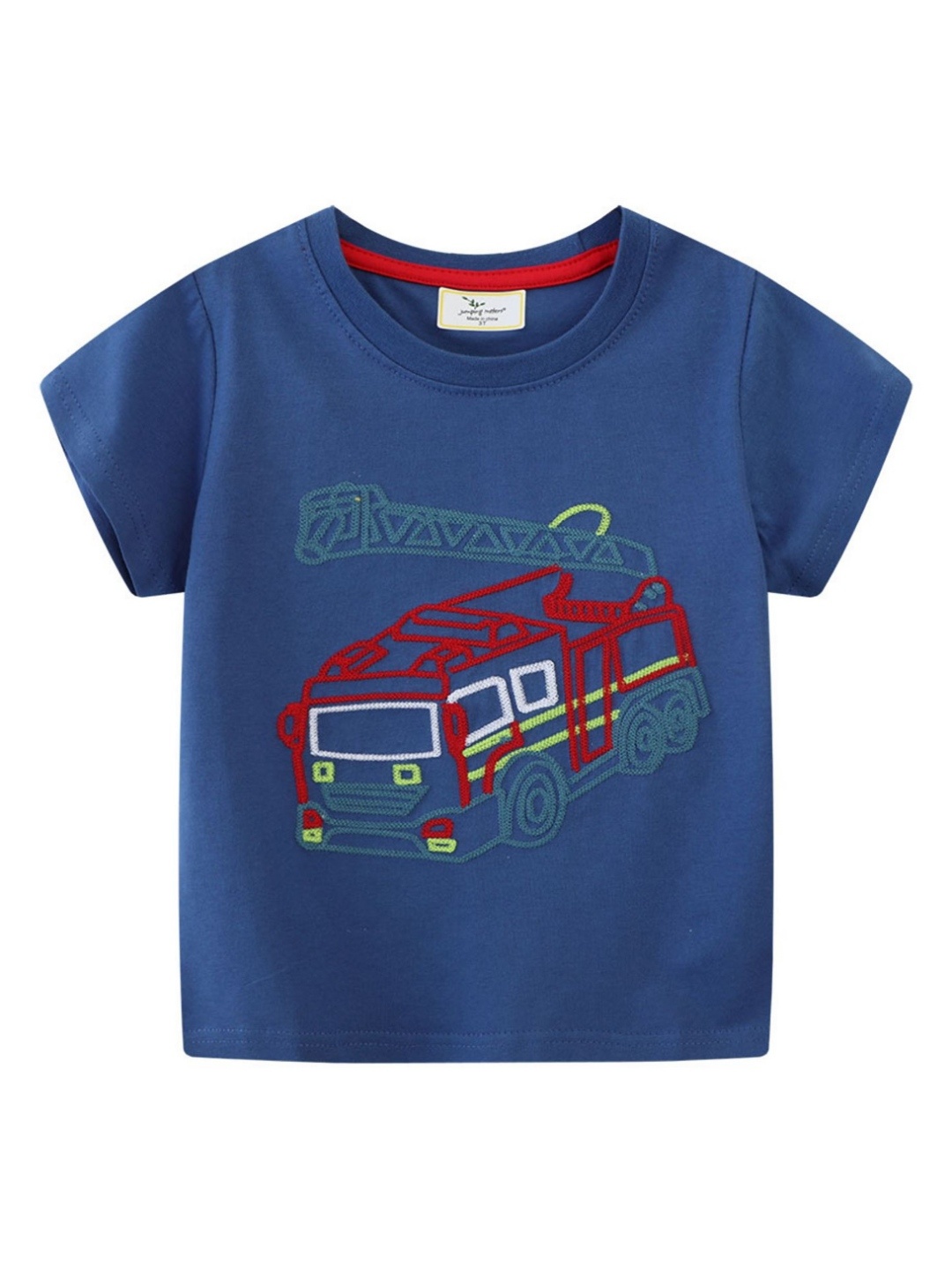 

LULU & SKY Boys Self Design Graphic Embroidered Cotton Casual T-shirt, Blue