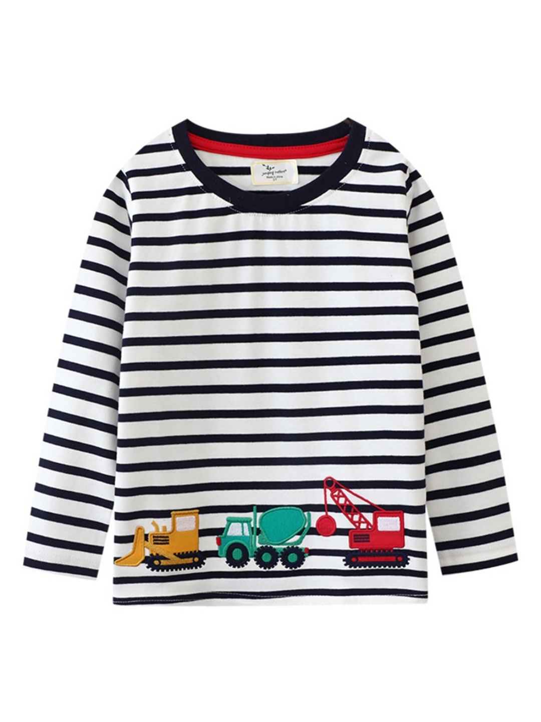 

LULU & SKY Boys Striped Applique Cotton Casual T-shirt, White