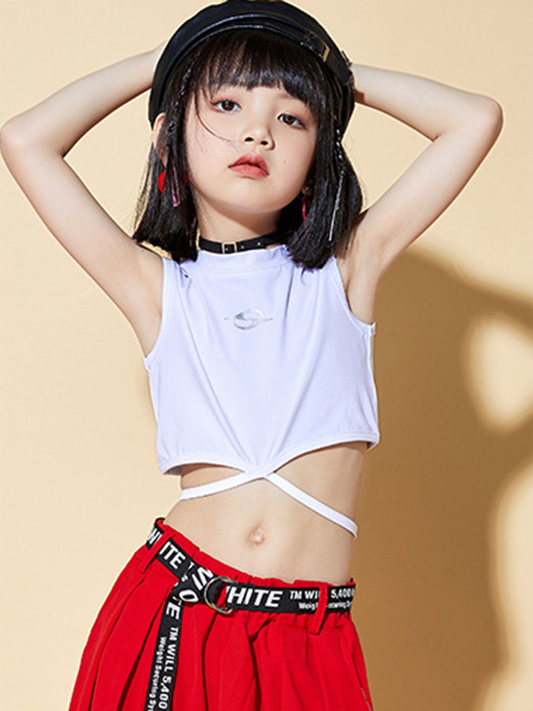 

LULU & SKY Girls Crop Top With Tie-Up Details, White