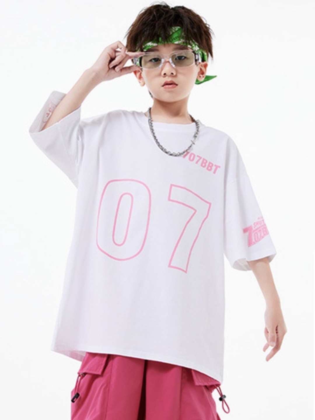 

LULU & SKY Unisex Kids Typography Printed Round Neck Oversized T-shirt, White