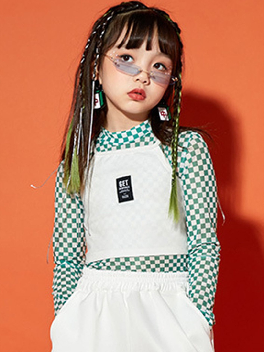 

LULU & SKY Girls Checked Fitted Top, Green