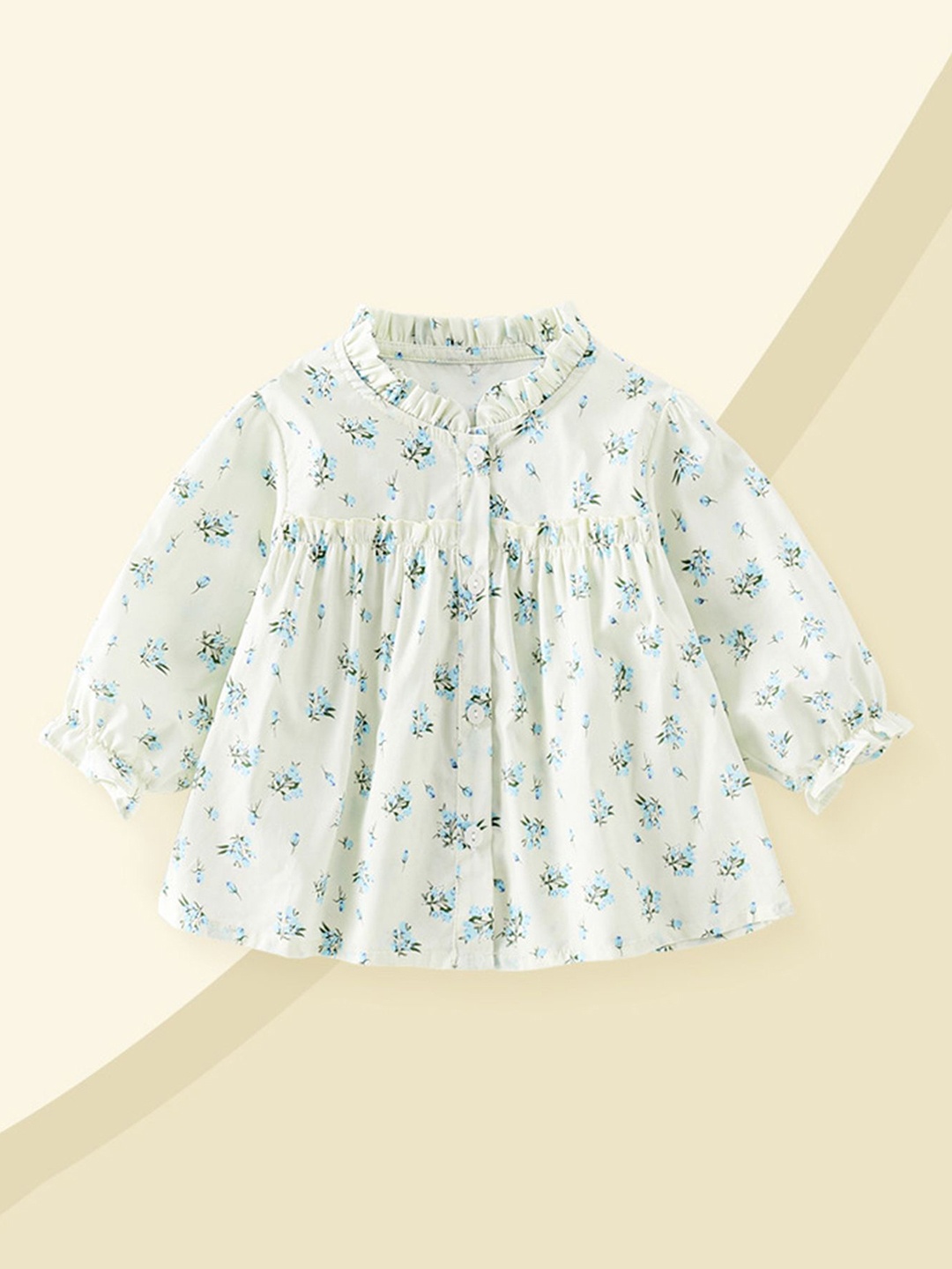 

LULU & SKY Girls Floral Printed A-Line Top, White