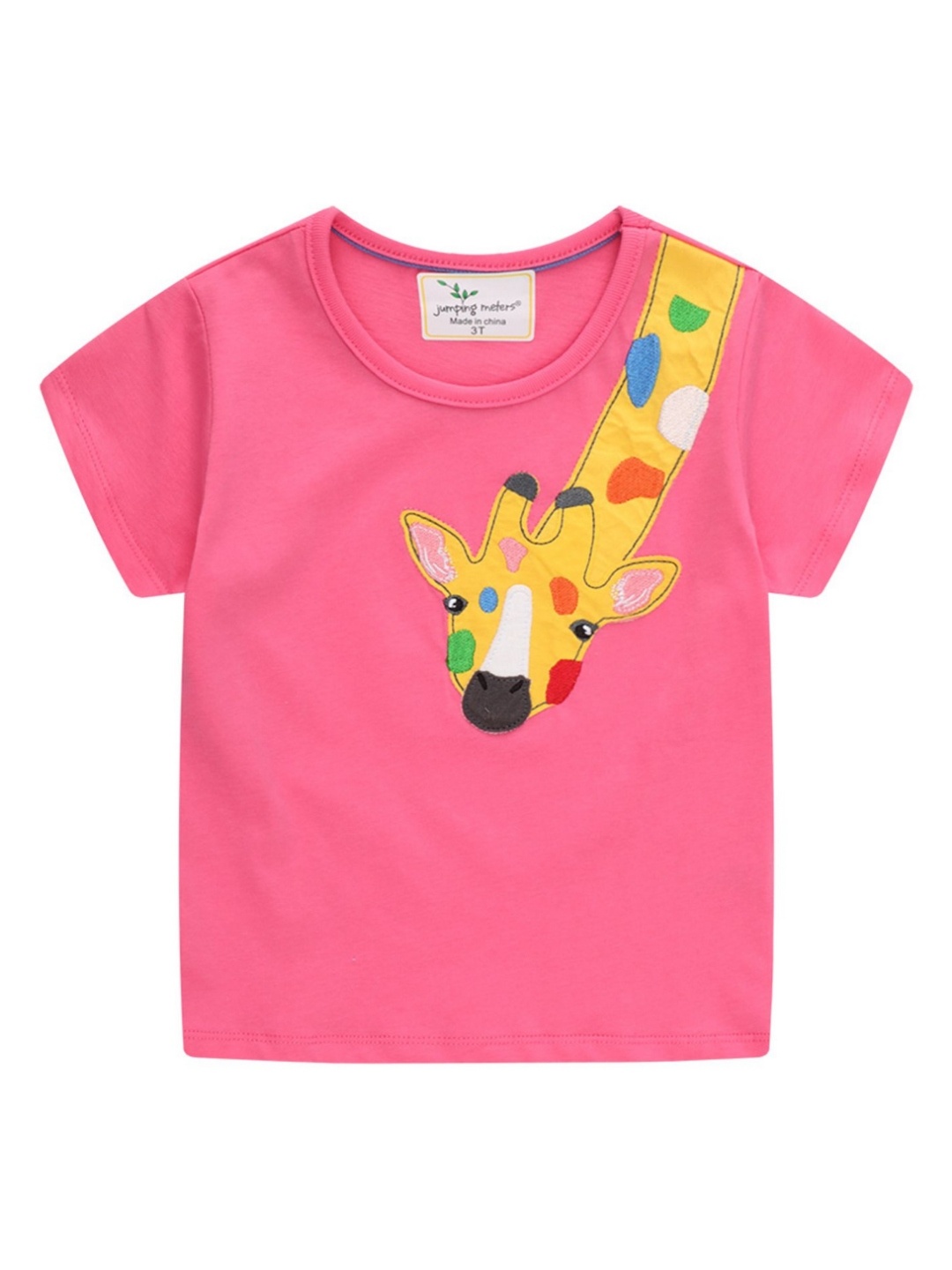 

LULU & SKY Girls Graphic Printed Applique Cotton T-shirt, Pink