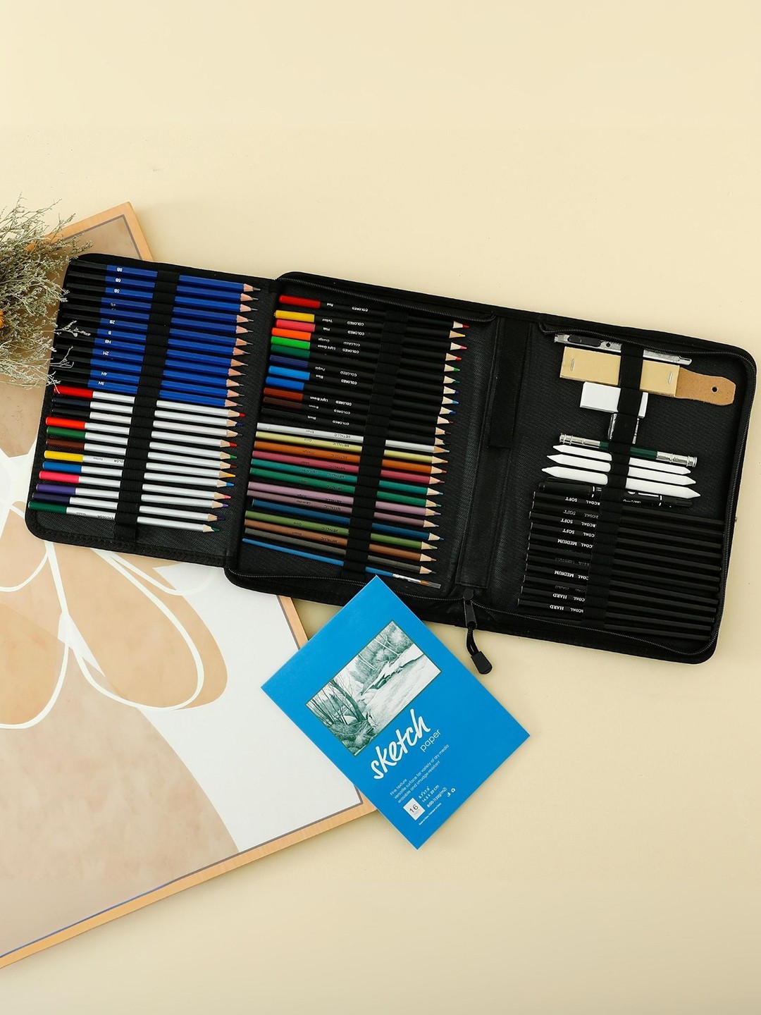 

Tinker Squad 72 Pcs Artist Professional Sketching Drawing Kit Stationery, Black