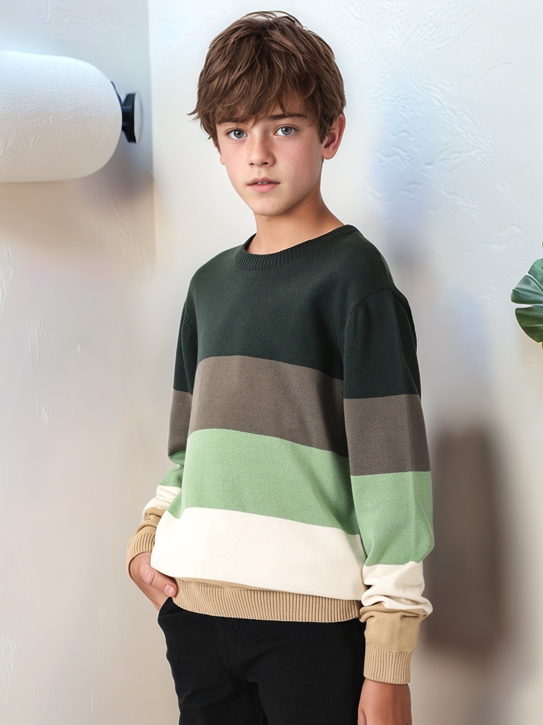 

Nautica Boys Colourblocked Sweater, Green