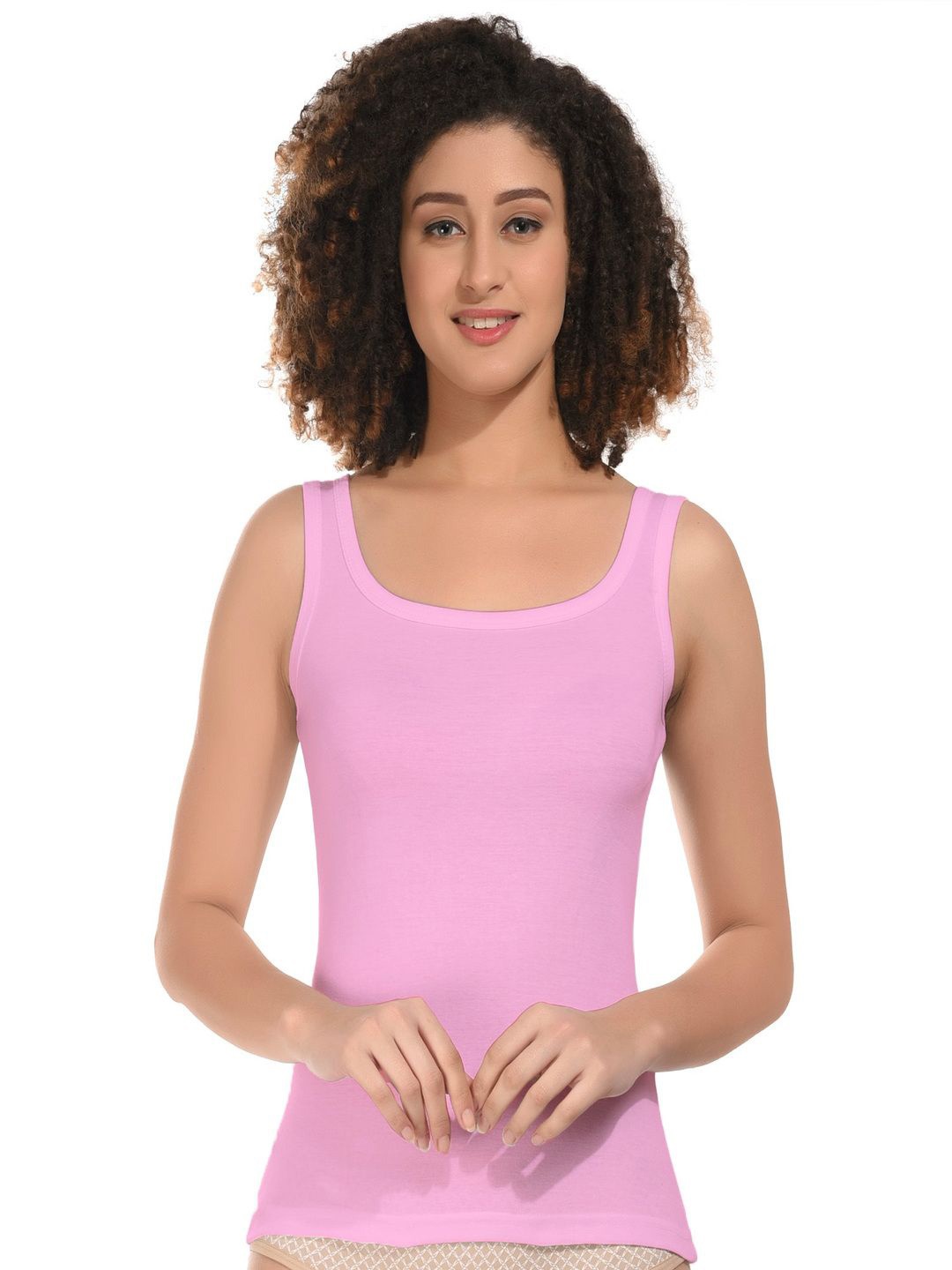 

BODYMIST Women Cotton Sleeveless Tank Top, Pink