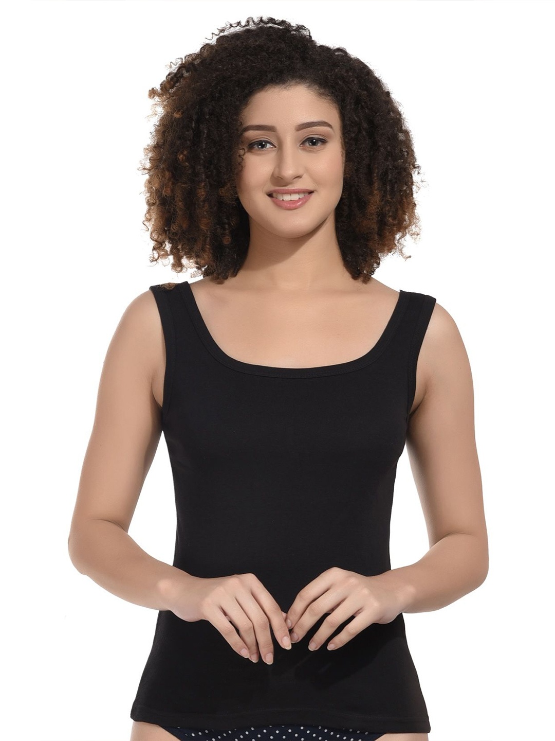 

BODYMIST Scoop Neck Cotton Regular Top, Black