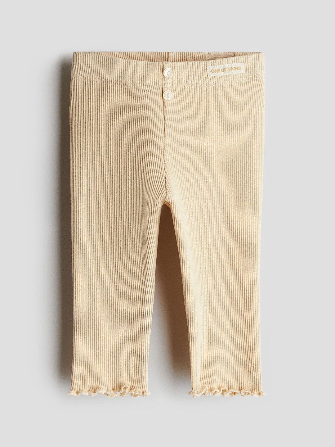 

H&M Girls Ribbed Cotton Leggings, Beige