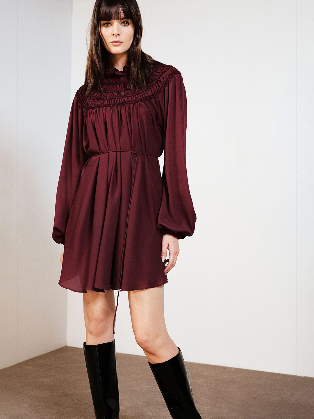 

H&M Women Smocking-Detail Dress, Red