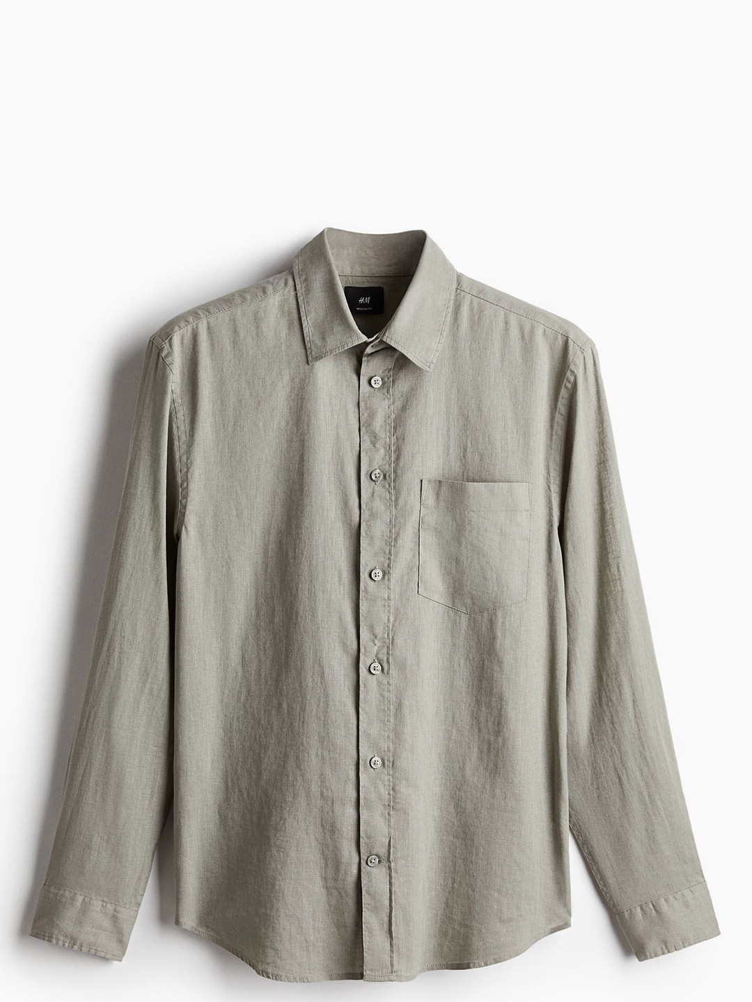 H&M Regular Fit Linen-Blend Shirt, Green