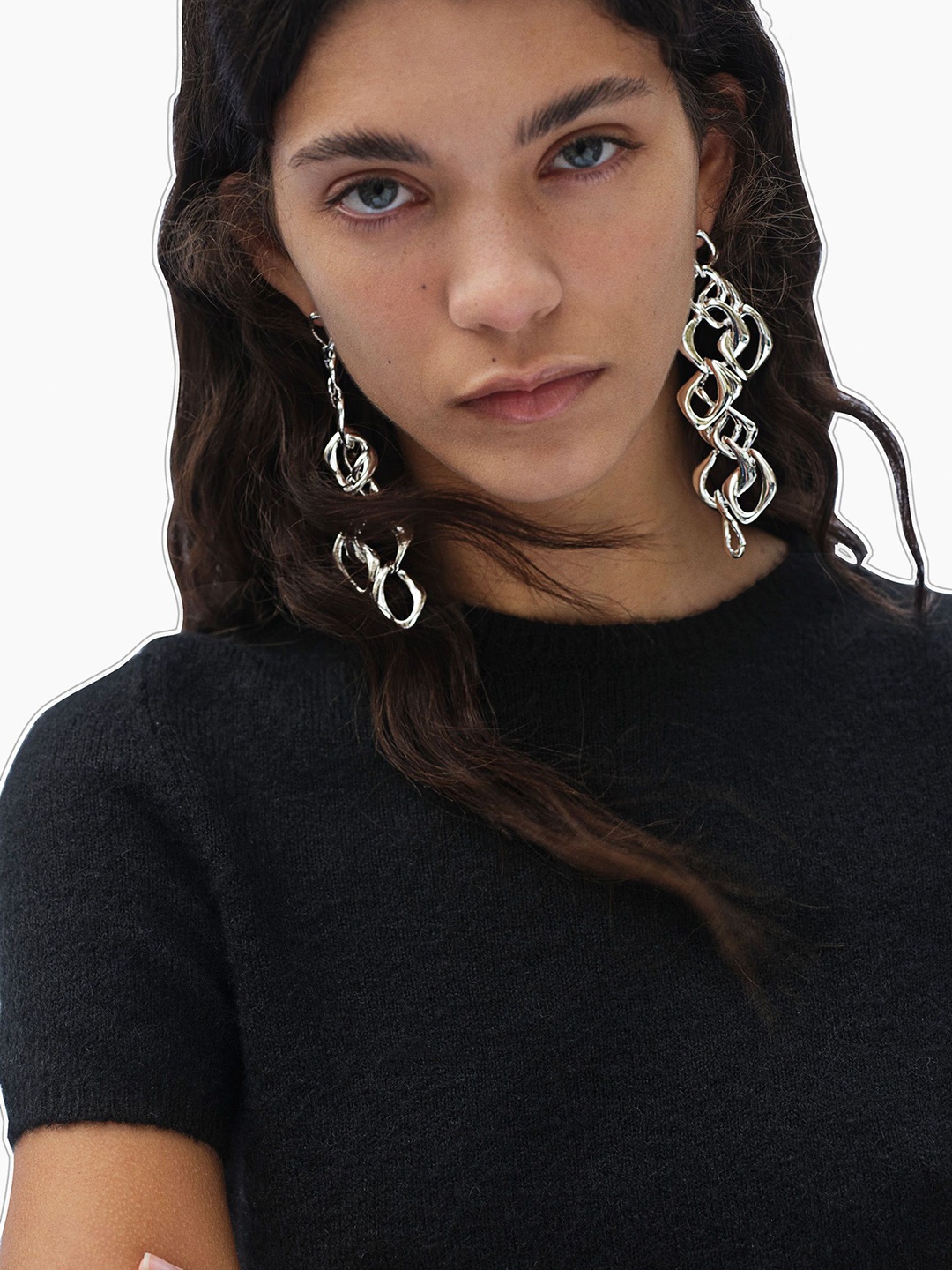 

H&M Long Chain Earrings, Silver