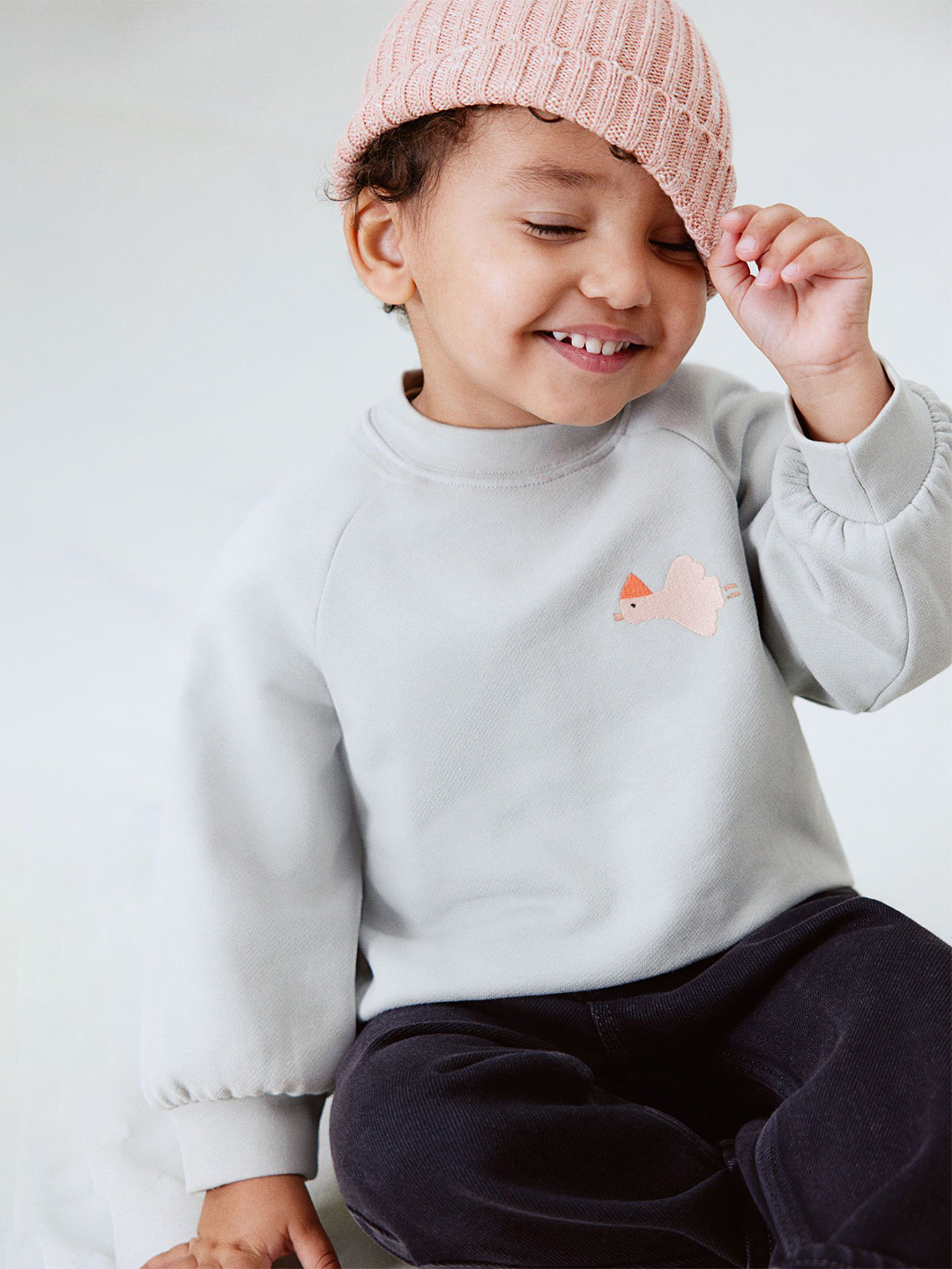 

H&M Boys Embroidery-Detail Cotton Sweatshirt, Grey