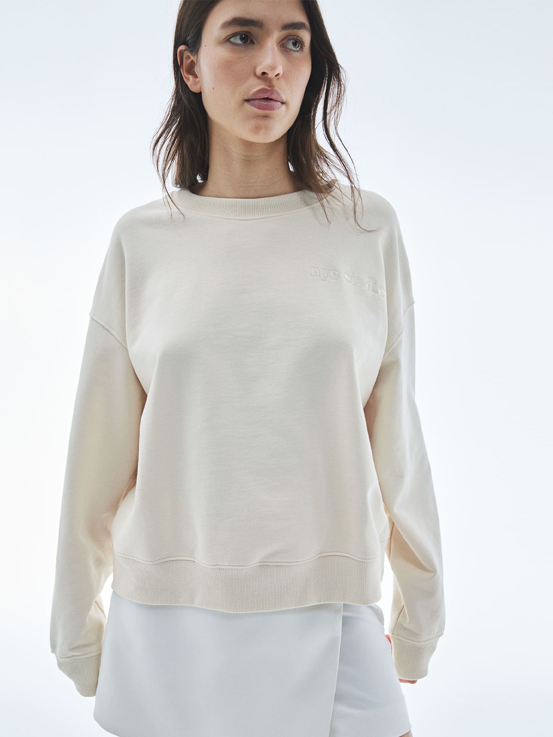 

H&M Text-Motif Sweatshirt, Beige