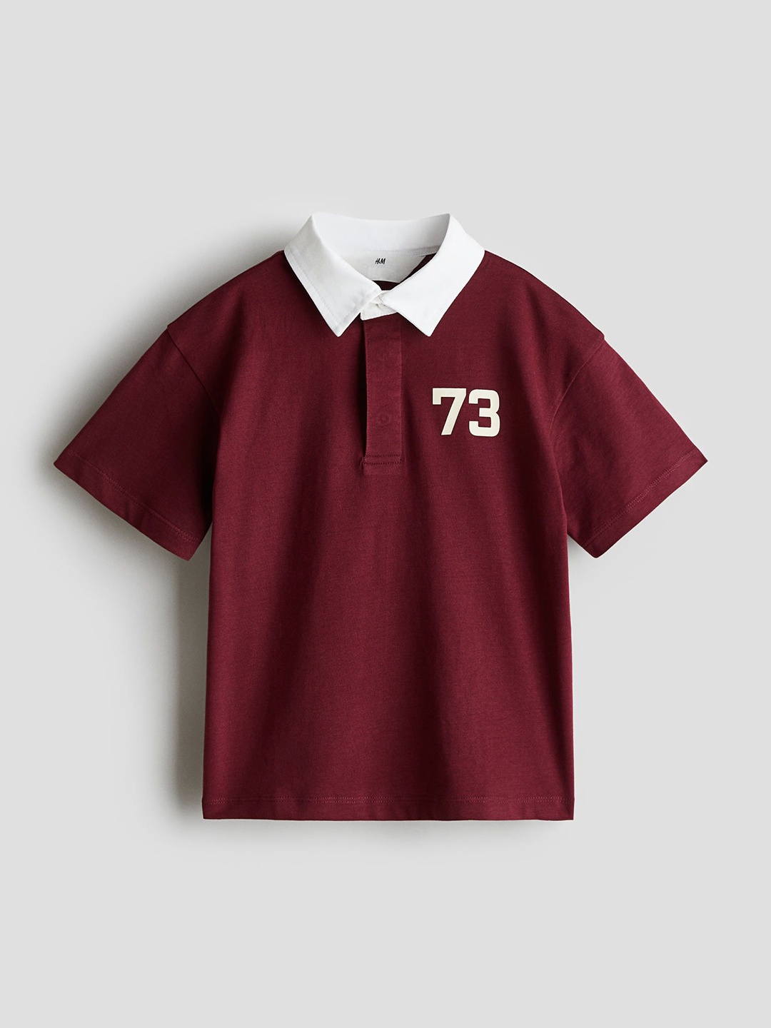 

H&M Printed Cotton Rugby Shirt, Maroon